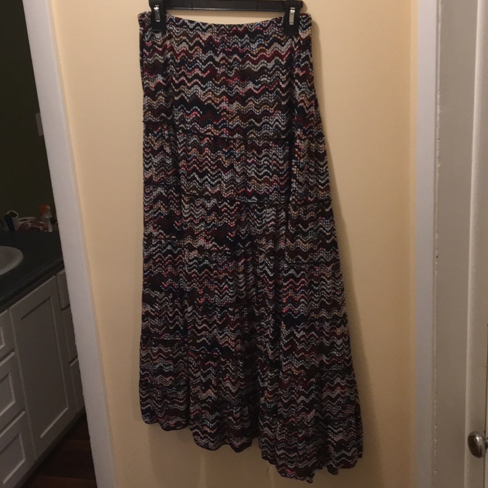 Multi Color Zig Zag Tiered Peasant Skirt